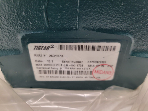 New In Box! Dodge Tigear-2 15:1 Gear Reducer 26q15l14 Ccm