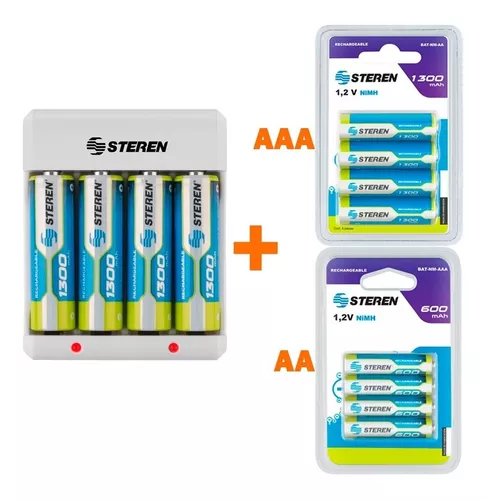 Paquete de 4 pilas recargables AA Steren NiMH 1300 mAh