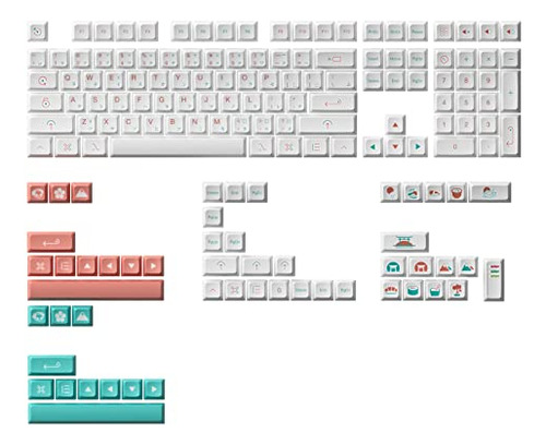 Juego De Teclas Akko Custom Para Teclados Mecánicos Mac, Red