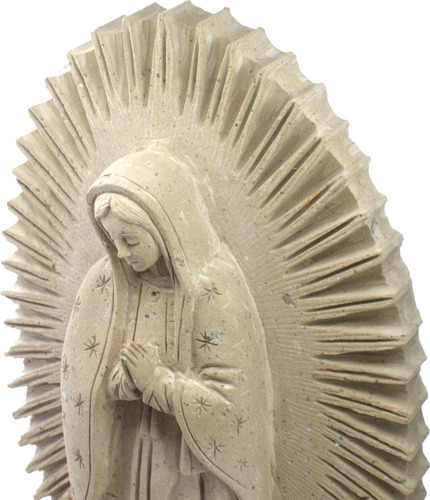 Virgen De Guadalupe Escultura Artesanal En Cantera Café 80cm