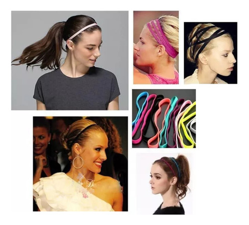 4 Diadema Delgada Elástica Unisex Deportiva Antideslizante