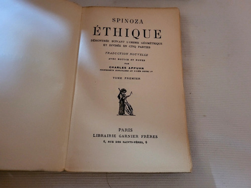 Imagen 3 de 10 de Ethique Spinoza 2 T Traduc Charles Appuhn Garnier Frances