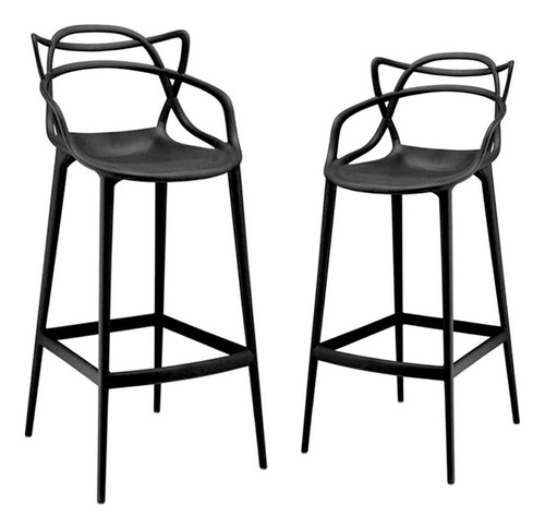 5 Banqueta Alta Allegra Masters Design C/ Encosto Resistente Acabamento Da Estrutura Polipropileno Cor Preto