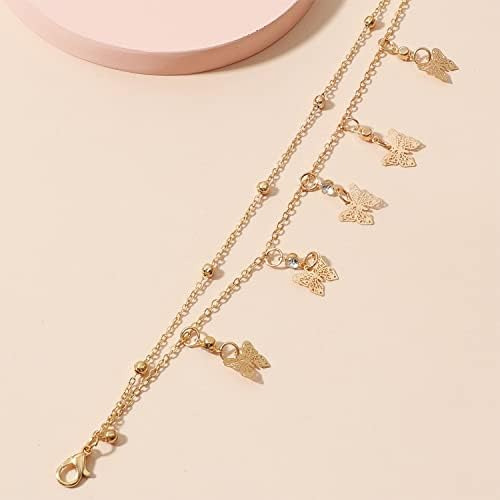 Xyayou Boho Charm Cute Rhinestone Hollow Out Butterfly Gold