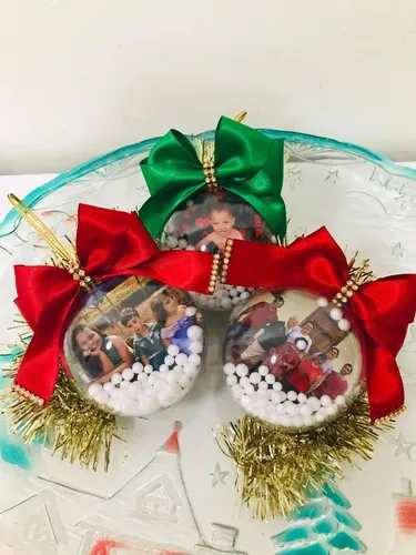 Bolas Acrílicas De Natal Personalizadas Com Foto 2 Unidades Bolas Acrílicas De Natal Personalizadas Com Foto 2 Unidades