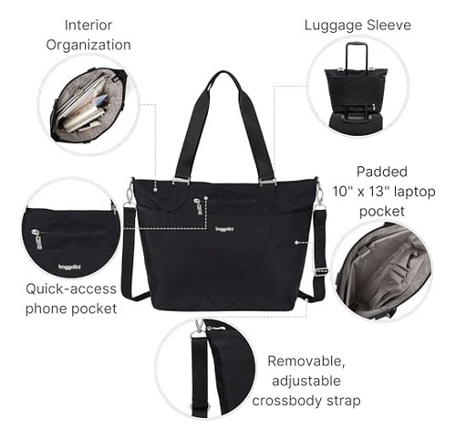 Bolsa De Viaje Baggallini Avenue Tote Black Lightweight Wate