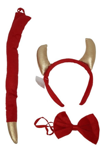 Set Disfraz Diablo Rojo Peluche Accesorios Fiesta Tematico