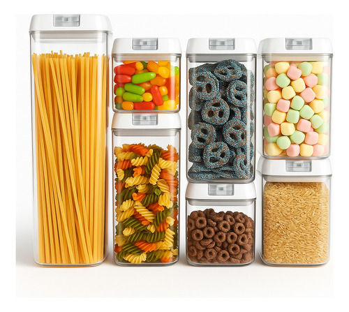 7 Toppers Hermeticos De Plastico Transparente Tapa Cereal Transparente