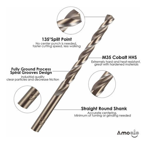13 Piezas Cobalto Brocas Game M35 Para Acero Inoxidable