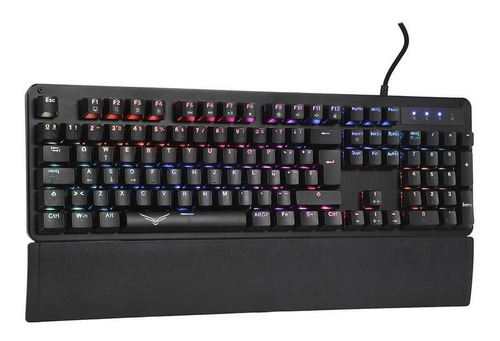 Imagen 2 de 3 de Teclado gamer Naceb Black Cobra NA-0944 QWERTY Bsun Red español España color negro con luz RGB