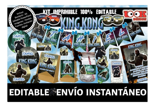 Kit Imprimible Candybar King Kong 100% Editable Powerpoint