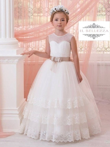Imagen 6 de 9 de Vestido De Lujo Bautizo Primera Comunión Bodas Cumpleaños Fi
