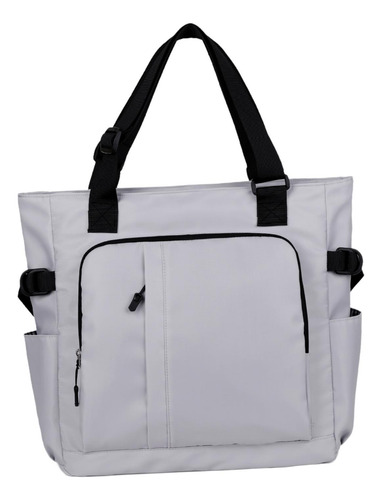 Bolso De Mano Con Múltiples Bolsillos, Gris Claro