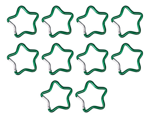 10 Piezas Mosquetón En Forma De Estrella De Cinco Verde
