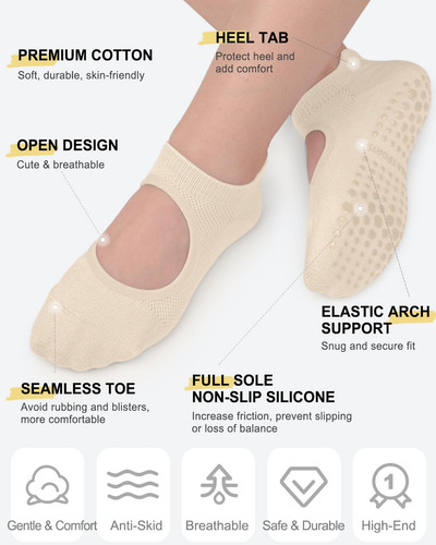 Calcetines De Pilates Con Empuñaduras Para Mujer,