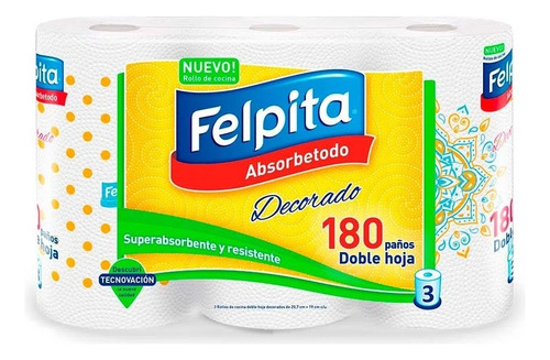 Rollo De Cocina Felpita  Decorado  180 Paños  Doble Hoja