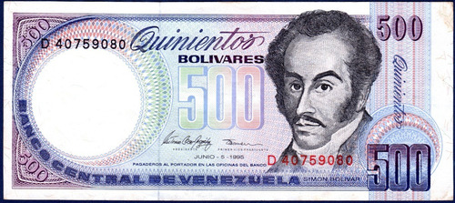 Billete De 500 Bolívares D8 Junio 5 1995 Bolívar Orquídea