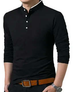 Playera Tipo Polo Para Hombre Manga Larga Moda Casual Camisa