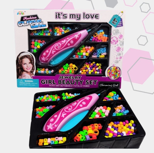Kit Miçangas Cabelo Menina Terere Trança Com Aplicador