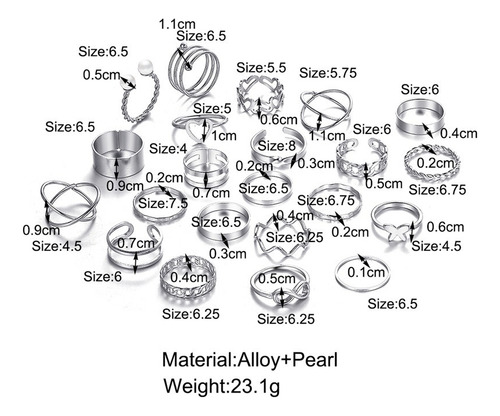 Set De Anillos De Eslabones Circulares En Forma De Corazón C