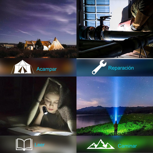 Linterna Recargable 10000 Lumenes Linterna Táctica Súper