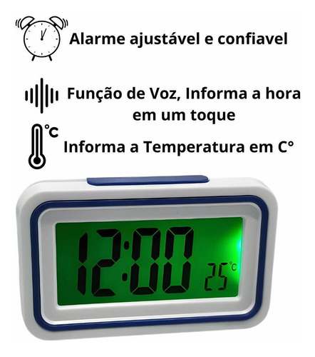 Relógio Digital De Mesa Despertador Que Fala A Hora