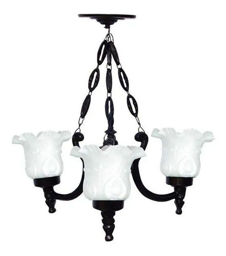 Lustre Colonial De Teto Atlanta Com Corrente Em Alumínio Cor Preto