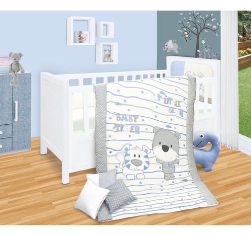 Set Edredon Cuna Cama Corral Baby Baby 6 Piezas Boy Color Na Diseño De La Tela Amiguitos