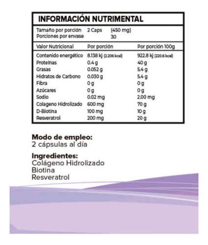 Colágeno + Biotina + Resveratrol 60cáps. Suplemento Makauali Sabor Sin Sabor