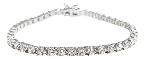 Pulseira Riviera De Prata Com Banho De Ródio E Zircônias