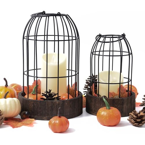 Linterna Decorativa Velas, Conjunto De 2 Linternas De M...