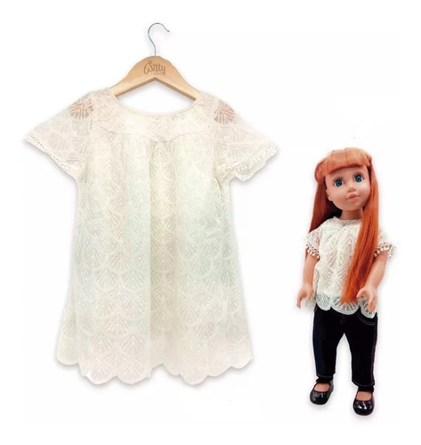 Imagen 2 de 2 de Bff Blusa Microtul Bordada Se Dulce - Conjunto Nena Y Muñeca