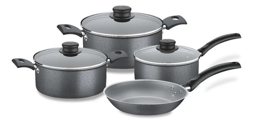 Set Bateria De Cocina 7 Pz Negro Turim Tramontina