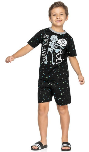 Conjunto Pijama Infantil Masculino Esqueleto Verão Elian