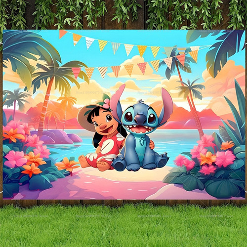 Fondo Lilo Y Stitch Telon Decorativo Cumpleaños Cotillon