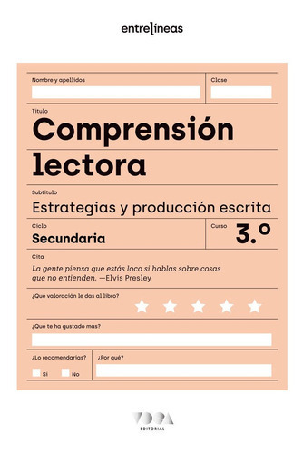 ENTRELINEAS 3 COMPRENSION LECTORA ESTRATEGIAS Y PRODUCCION, de VV. AA.. Editorial VOCA EDITORIAL, tapa blanda en español