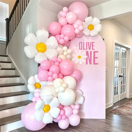 / 10 Globos De Papel De Aluminio Con Forma De Flor De