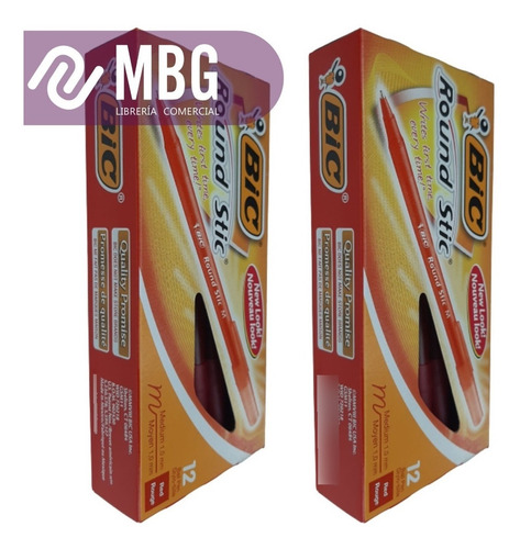 Imagen 4 de 7 de Lapicera Bolígrafo Bic Rondo Round Stic Rojo Caja X12