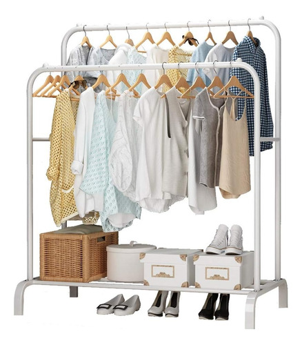 Rack Doble Ropa Metalico Armable Organizador 146.5x111x60cm