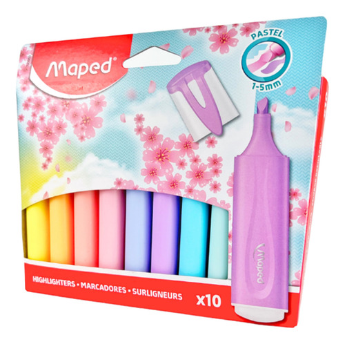 Marcatextos Maped Grueso Colores Pastel Estuche Con 10 Pzas