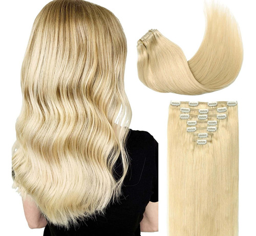 Cuyr Extensiones De Cabello Humano Remy Con Clip, Rubio Leja