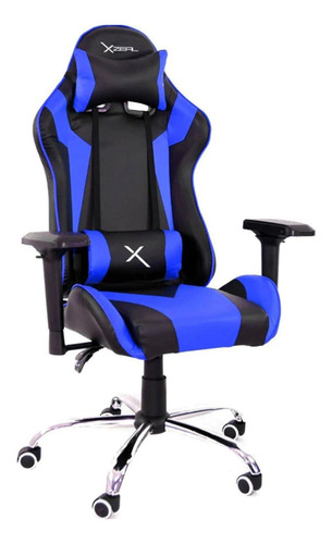 Imagen 2 de 2 de Silla de escritorio Xzeal XZ10 gamer ergonómica negra y azul