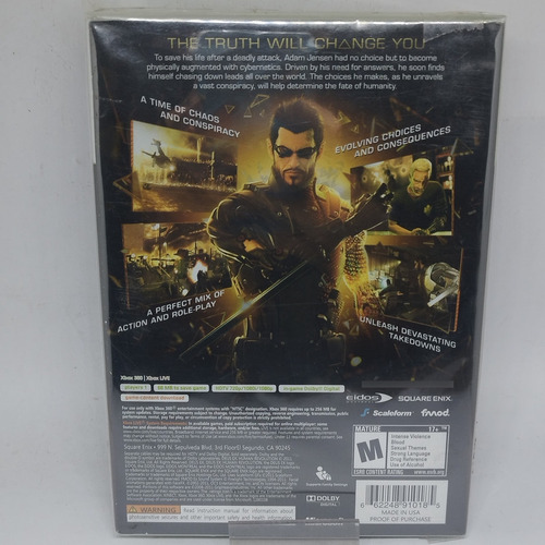 Deus Ex Human Revolution Xbox 360 Lacrado Com Luva (Usado)