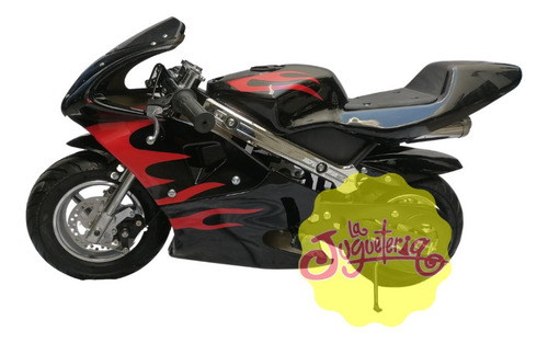 Imagen 2 de 5 de Mini Moto Pocket 50cc 2t Negra Con Flamas
