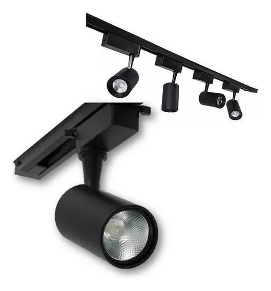 Kit Trilho Eletrificado 2 Metros 6 Spot Led Preto 7w 6500k