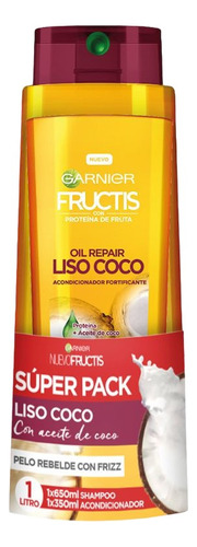 Pack Liso Coco Shampoo 650ml +acon 350ml Fructis Garnier