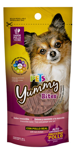 Fancy Pets Premio Para Perros Yummy Bites Pollo Tocino 80 Gr