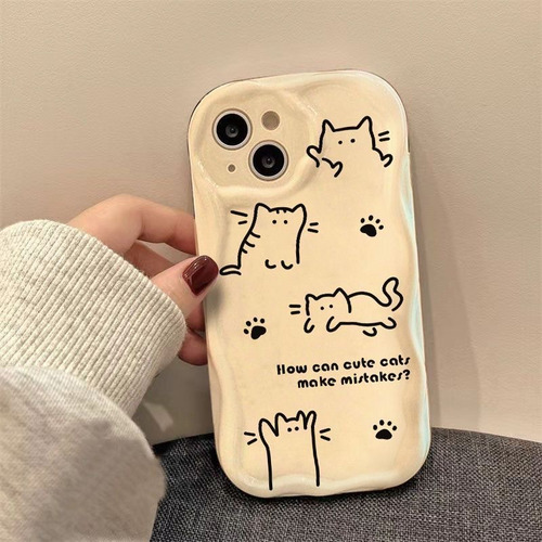 Funda De Teléfono Con Diseño Simple De Dibujos Animados De Gatos Para Apple 14plus