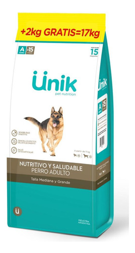 Alimento Unik Premium Para Perro Adulto Raza 15+2kg .