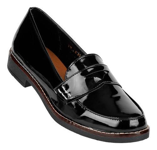 Zapato Casual Tacon Mujer Negro Charol Stfashion 04803704